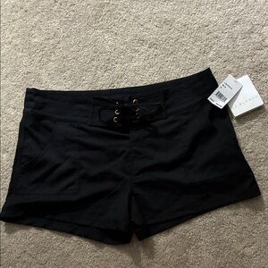 La Blanca Black Lace-Up High-Waist Women's Shorts Size Small